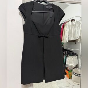 ZARA Black Cap-Sleeve Fit & Flare romper